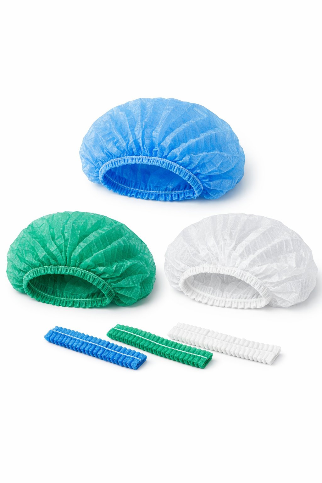 20260202_0240_Image Generation_simple_compose_01kgdjc647f959s837j1djm8yn Medical-Grade Disposable Bouffant Caps – Breathable Non-Woven Hairnets