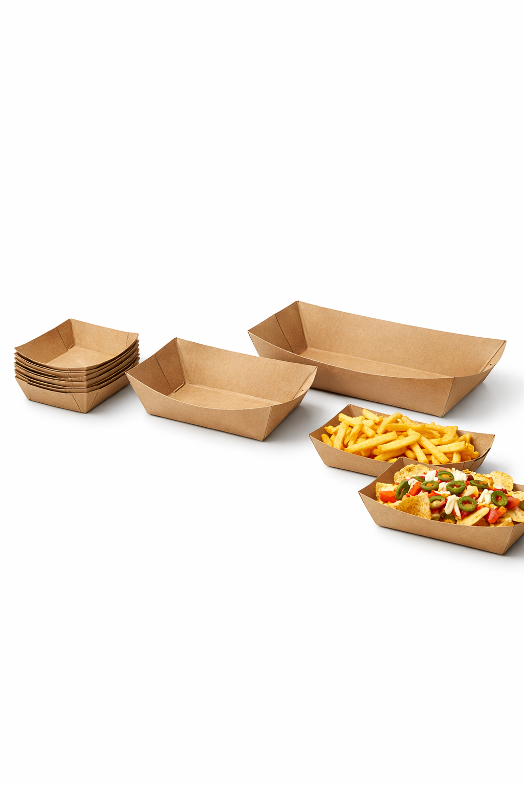 20260202_0259_Image Generation_simple_compose_01kgdkecp9evcs4xk1w5fdep1y Eco-Friendly Cardboard Food Boats - Grease-Proof Trays for Nachos, Tacos, and Fried Snacks