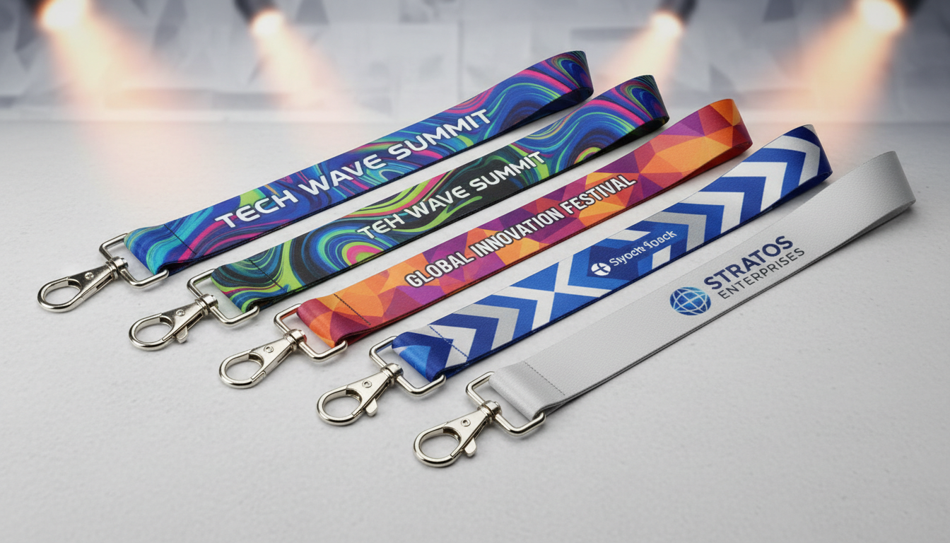 A_highresolution_photorealistic_20260202092 (1) Custom Printed Neck Straps for Events - Promotional Lanyards with Safety Breakaway & Swivel Hook