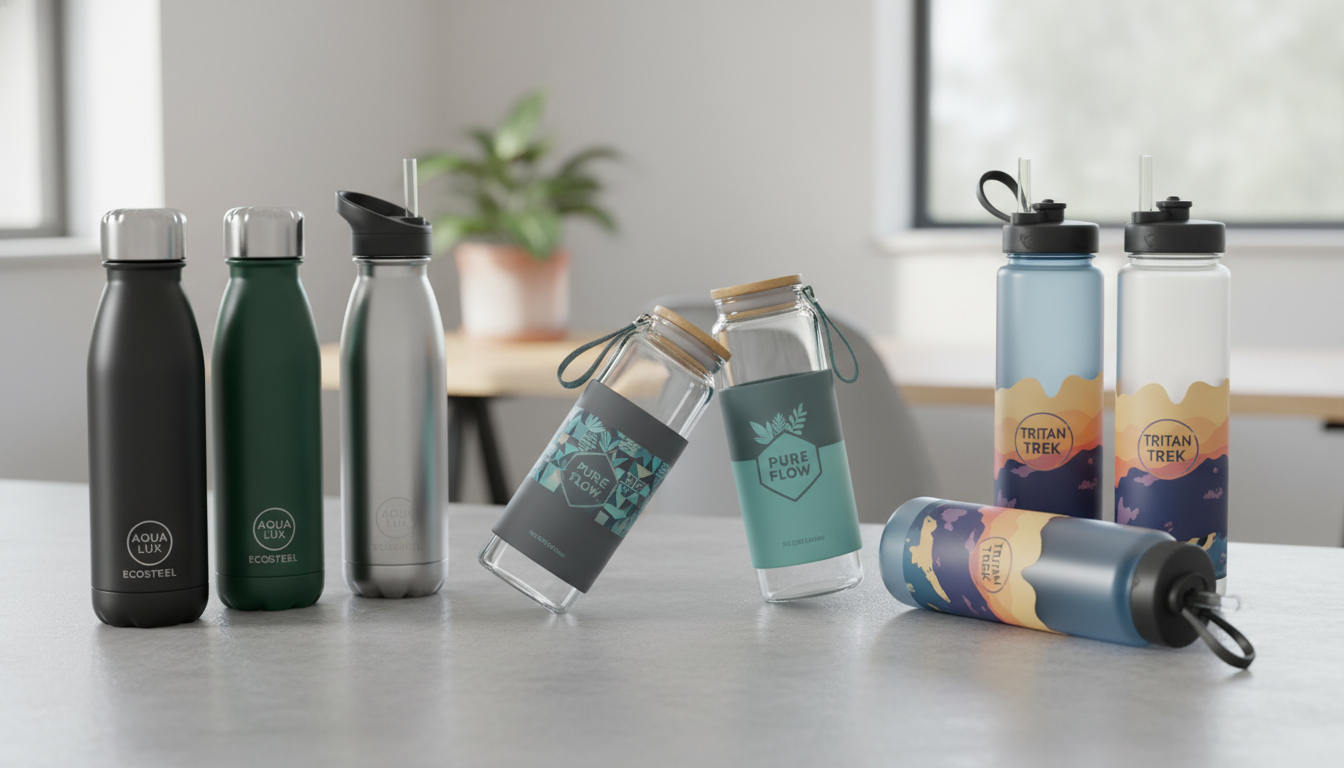 A_highresolution_photorealistic_20260202094 (1) Custom Branded Water Bottles - Reusable Stainless Steel, Glass, and BPA-Free Sports Bottles
