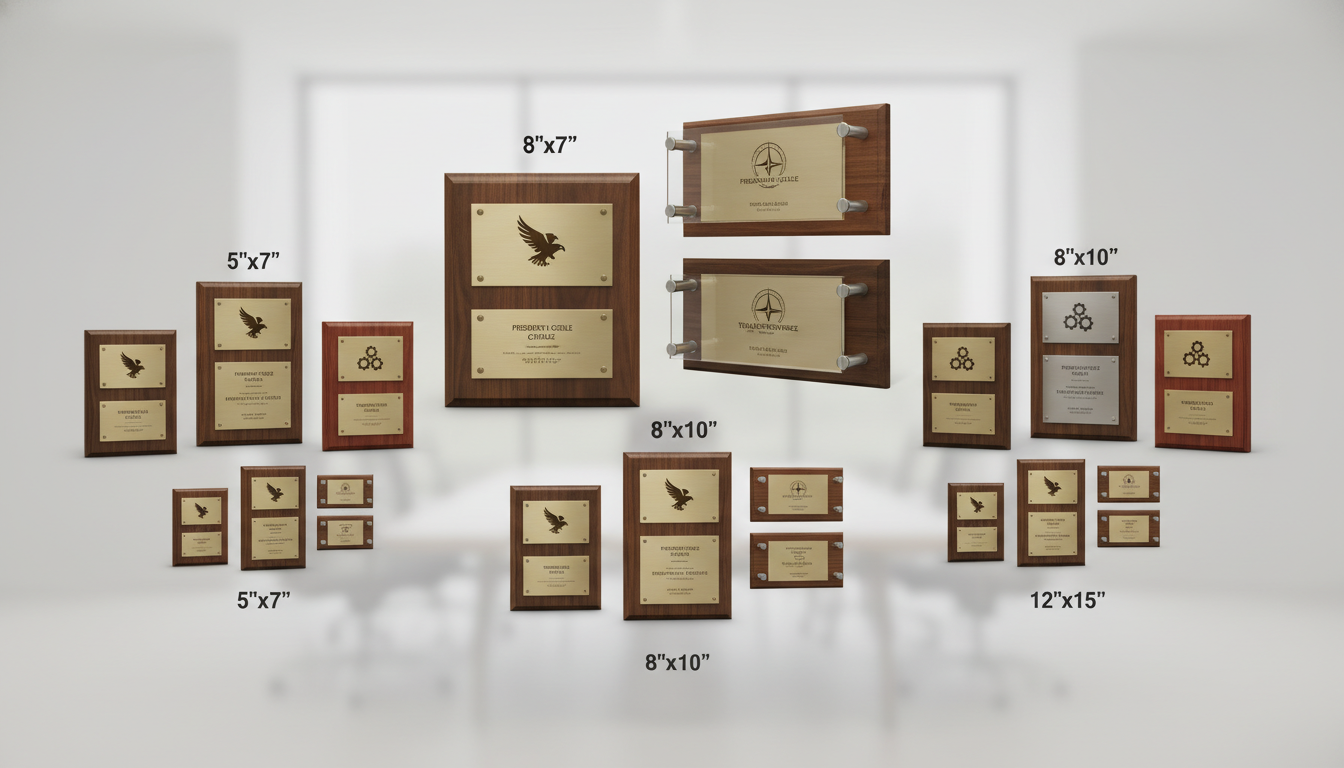 A_highresolution_studio_202602020844 Custom Branded Award Plaques - Personalized Wood & Metal Wall Awards for Corporate Honors