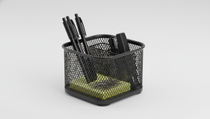 Mini Metal Stationery Basket - Multi-Compartment Desk Organizer for Pens, Clips, and Notes